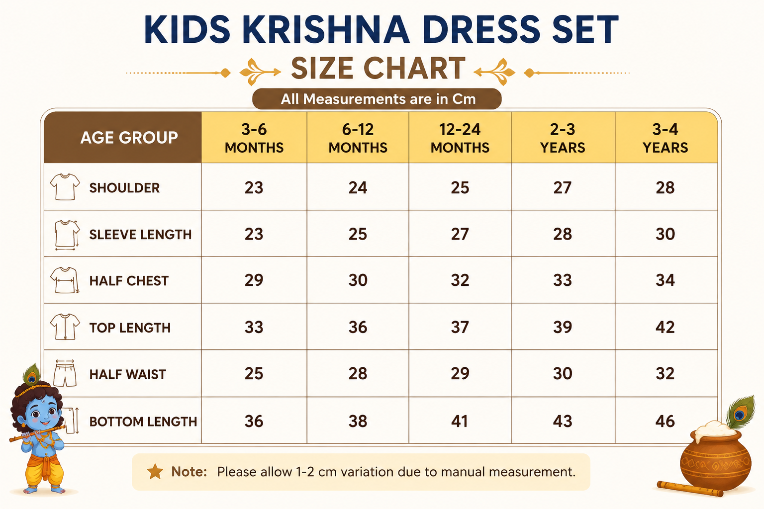 Kids Krishna Dress Set for Boys (Yellow) | Embroidered Kurta Dhoti | 4-5 Years | Janmashtami Fancy Dress